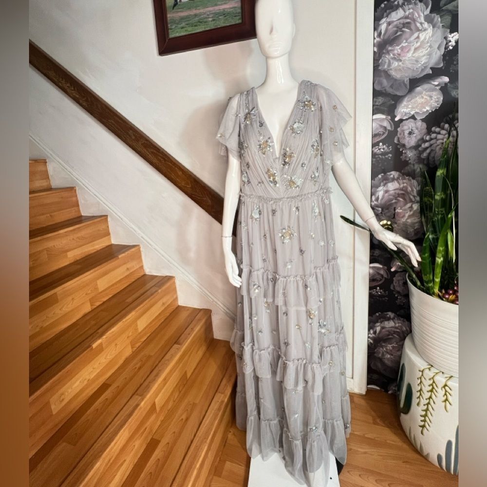 Mac Duggal Gray Embellished Maxi Dress - Picture 7 of 9